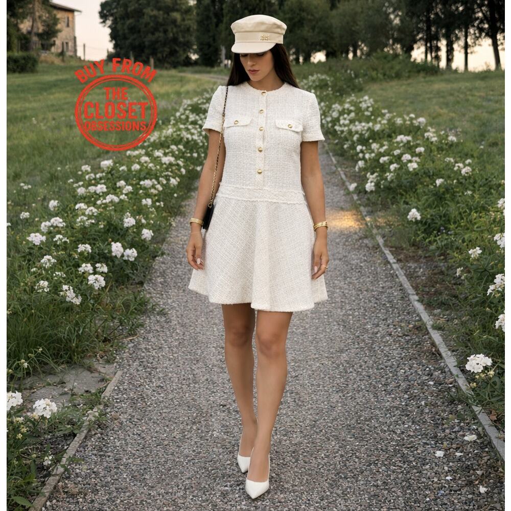 ZARA Cream Tweed A-Line Mini Dress NWT Old Money Size M - Picture 11 of 16